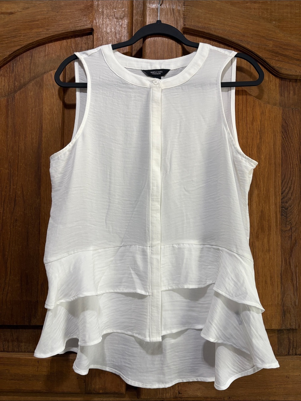Simply Vera Vera Wang White Sleeveless Tiered Ruffle Blouse